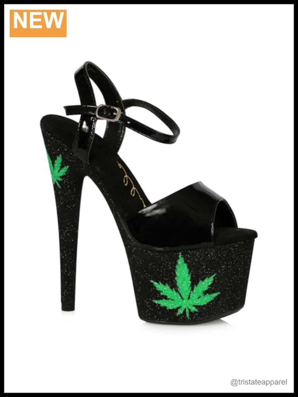Glitter Platform Stiletto Heeled Sandals with Ankle Strap